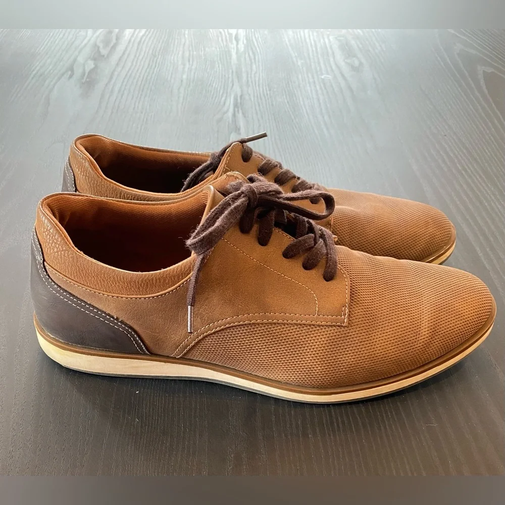 Aldo Brown Two Tone Canvas & Leather Oxford Shoe Size 9.5 - Picture 1 of 9